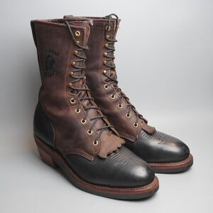 Chippewa USA Mens US 8 EE Packer Boots Brown Black Leather Vibram Sole 29408